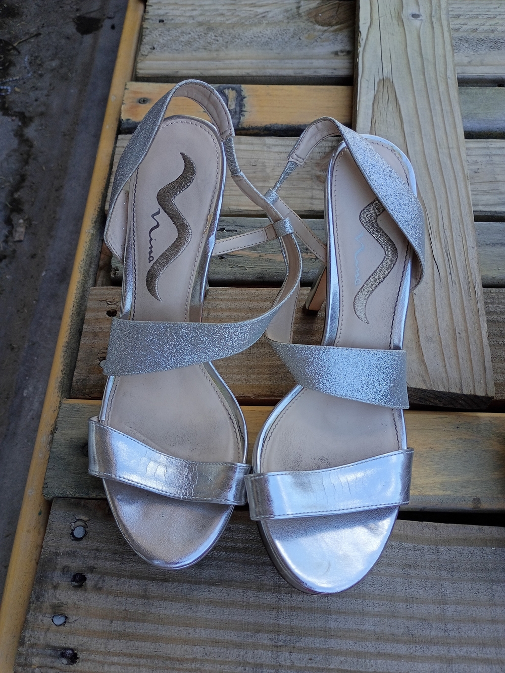Mossimo Supply Co. Silver Strappy Low Heel Sandals
